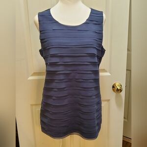 Ann Taylor Slate blue, multi-tiered/layered sleeveless top Size Large